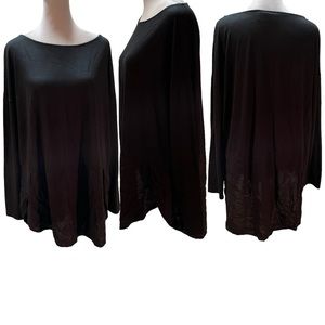 Ava & Viv Black Long Sleeve High Low Layered Side Slits Blouse Size 1X